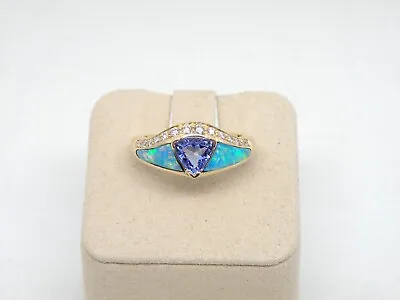 Authentic Kabana 14k Yellow Gold Ring Premium 5 Star Opal Tanzanite  Diamonds • $2140