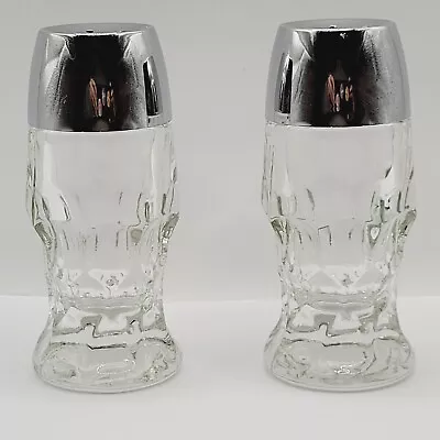 Viking Georgian Clear Glass Honeycomb Pattern Salt Pepper Shakers Silver Tops • $12.95