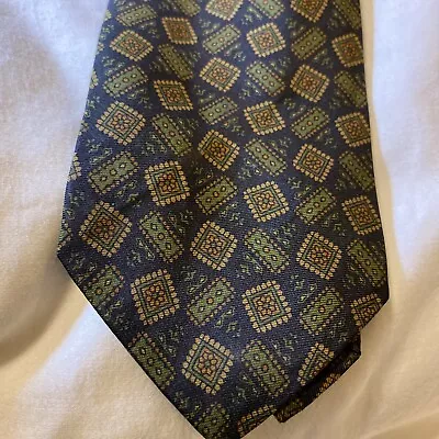 Marinella Napoli Pure Silk Black Gold Green Tie. L~56  • $29.99