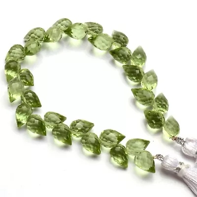 Prasiolite Color Quartz 10x7 Mm Size Faceted Flower Buds Shape Beads 7  Strand • $15.20