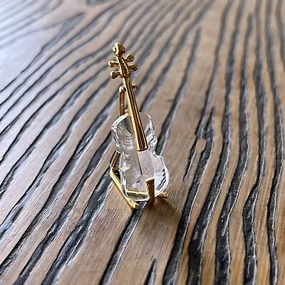 Swarovski Crystal Gold Memories Miniature Violin Cello With Stand No Box MINT • $26.50