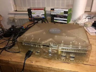 Microsoft Xbox Crystal Rare 8GB Translucent Console With Power Cable Av Cable • £27