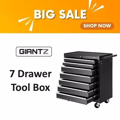 Tool Chest Trolley Roller Cabinet 7 Drawers Cart Mechanic Toolbox Storage Black • $196.80