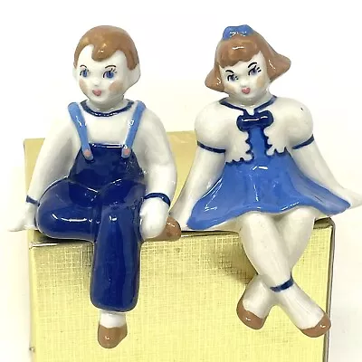 Child Shelf Sitters Couple Boy & Girl 50s Vintage Ceramic Figurines Arts Studio • $49.99