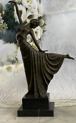 Signed D.H.Chiparus Bronze Statue Art Deco Dancer Sculpture Marble Base Figure • £288.17