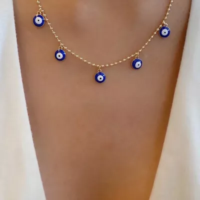 $3.19 • Buy 2022 Turkish Hamsa Lucky Blue Evil Eye Pendant Necklace Charm Women Jewelry Gift