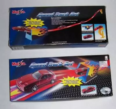 Maisto Speed Track Set In Box Die Cast Red Car 6' Track Ramp Flame Stickers • $4.99