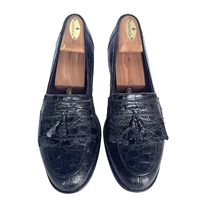 Mezlan Platinum Genuine Crocodile Rodeo Loafer Men’s 9.5 Tassel Dress Shoe Spain • $149.99