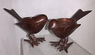 2- Burnished Brown Metal Cast Iron Bird Decor Candle Holder India • $16.99