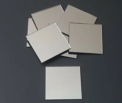 6 Pieces Silver Glass Mirror Tiles 5 X 5 Cm 1.7 Mm Thick. Art&Craft  • £4.49