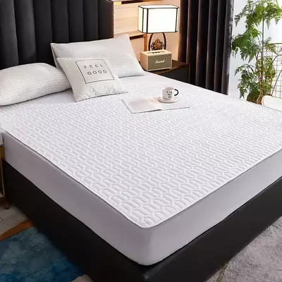 Waterproof Thicken Mattress Cover Quilted Latex Mat Bed Covers Pad Skin-Friendly • £45.39
