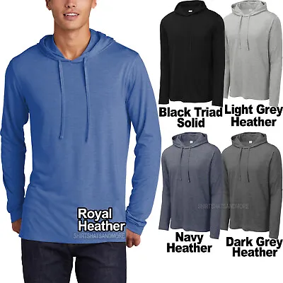 Mens Long Sleeve Tri Blend Hoodie T-Shirt Wicking Tee S M L XL 2XL 3XL 4XL • $24.99