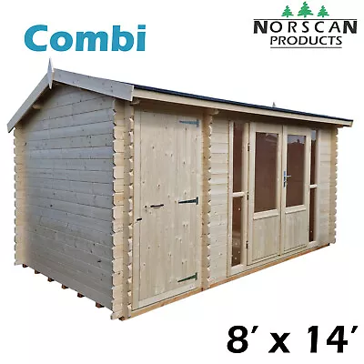 8' X 14' 28mm Log Cabin Combined Shed & Summerhouse Unit Garden Building • £2999