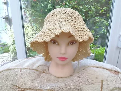 Marks & Spencer Nwot One Size Beige Foldable Sun Hat 100% Paper In Natural Beige • £6.50