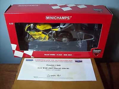 1/12 Minichamps 122 031207 Ducati 998rs Wsb 2003 Frankie Chilli Signed With Coa • £130