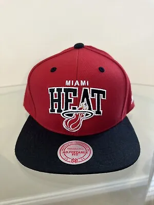 Miami Heat NBA Mitchell & Ness Snapback Cap Brand New Unworn Red/Black • £18