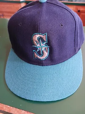 Vintage New Era 5950 59fifty Seattle Mariners Wool Baseball Hat Cap 7 3/8 USA • $22.99