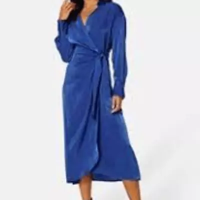 Alp N Rock Women Size XL NEW Maya Wrap Dress Blue Midi Long Sleeve Tags Attached • $89
