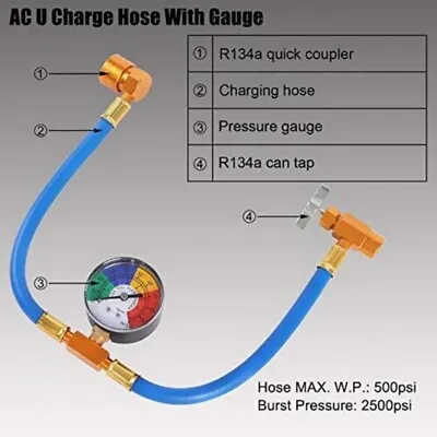R134A Car Air Conditioning Recharge Measure Kit Hose Gas Gauge AC • $16.99