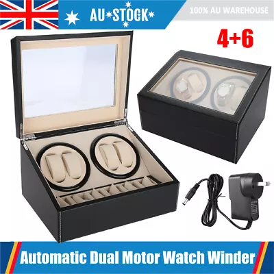 4+6 Leather Luxury Automatic Dual Motor Watch Winder Display Storage Box AU Plug • $66.49