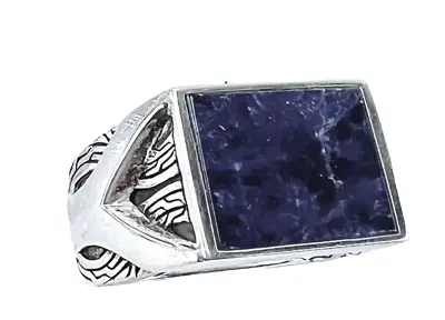 John Hardy 925 Sterling Silver Classic Chain Lapis Lazuli Ring Size 11.5 Vintage • $412.50
