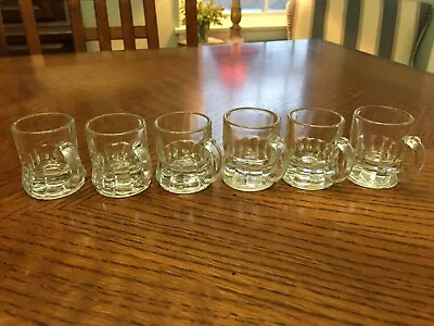 Set Of 6 - Vintage Federal Glass Clear Beer Tankard Style Shot Glasses - Barware • $6.99