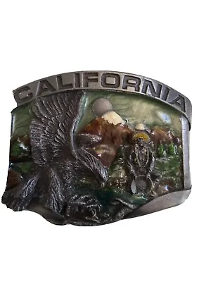 Vintage 1984 Siskiyou CALIFORNIA Eagle & Gold Miner Panner Belt Buckle Enamel  • $12.99