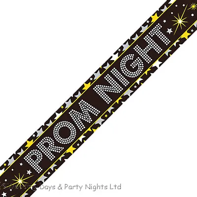 £1.89 • Buy 9ft Holographic Prom Night Foil Banner Party Decorations Black Silver Gold O
