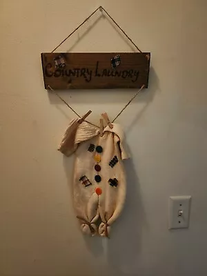 Wooden Sign  COUNTRY LAUNDRY 11 X 4  Vtg • $10.99