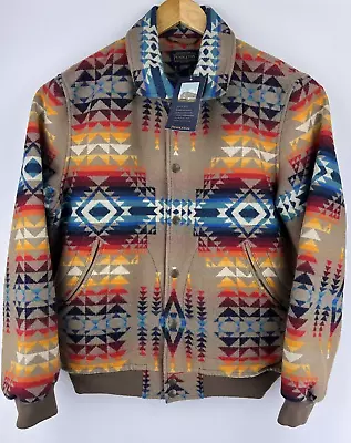 New Pendleton Virgin Wool Jacket Aztec Native Western Tribal Snap Coat Navajo M • $293.33
