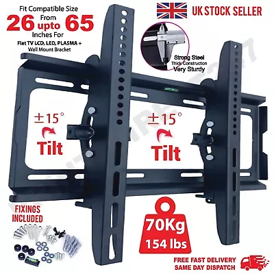£12.95 • Buy Tv Wall Bracket Mount Tilt Lcd Led Plasma 26 30 32 40 42 50 Upto 65 Inch Lg Sony