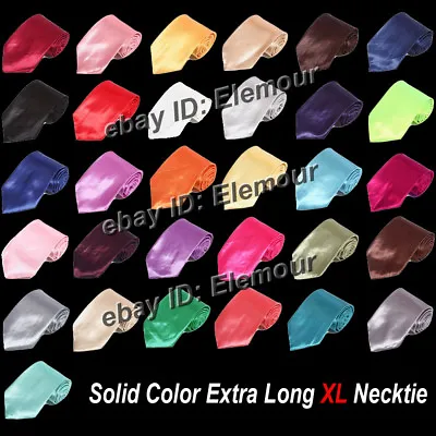 Men's Solid Color Extra Long XL Neck Tie Neckwear Plain Solid Men Tie • $7.99