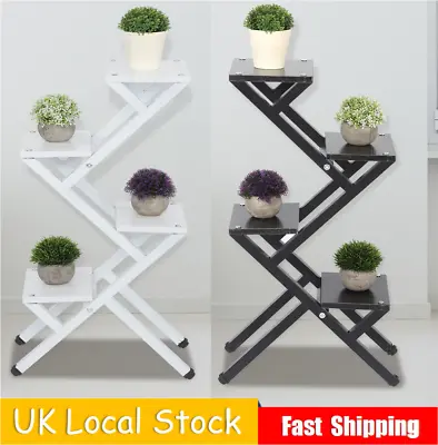 £16.99 • Buy 4 Tiers Plant Stand Flower Pots Holder Metal Shelf Corner Display Rack Z Shaped