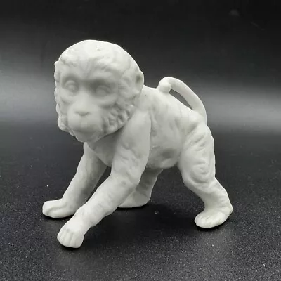 Vintage White Monkey Figurine - Porcelain Bisque Matte D 2.75  • $15.95
