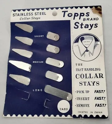 Vintage Topps Brand Stainless Steel Collar Stays (for Shirt) On Card • $9.95