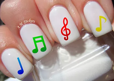 Music Notes Nail Art Stickers Transfers Decals Set Of 80 - A1273 • $4.50