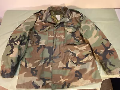 Us Army M-65 Military Tactical Field Jacket Woodland Camo Men's Large W/ Liner • $54.99