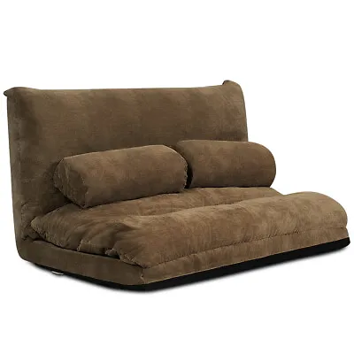 Floor Sofa Bed 6-Position Adjustable Sleeper Lounge Couch With 2 Pillows Coffee • $149.99