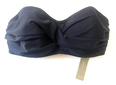 J Crew Bikini Top 32DD Bathing Suit Strapless Navy Padded Underwire Bandeau NWT • $17.99