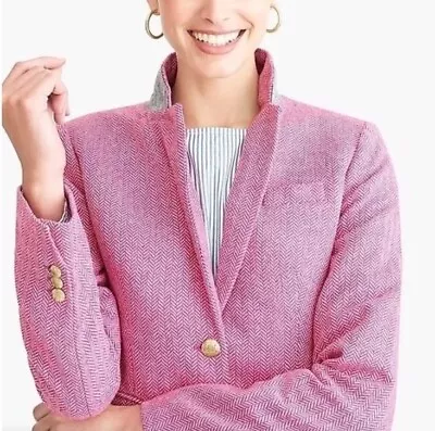 J. CREW Factory Herringbone Schoolboy Wool Blend Blazer Jacket Pink CP • $65