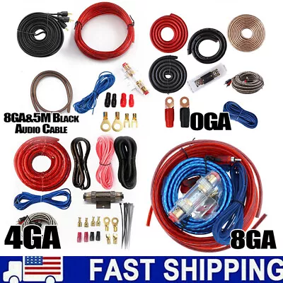 0/4/8 GA Amp Wiring Kit 1500W/2300W/5000W RCA Wire Car Audio Amplifier Install • $48.99