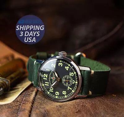 SHTURMANSKIE Gagarin  Pobeda  Soviet Watch Aviator USSR Military. Green Strap • £135.10