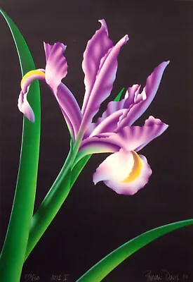 Brian Davis  Iris V  Hand Signed Original Limited Edition Art Floral Print OBO • $700