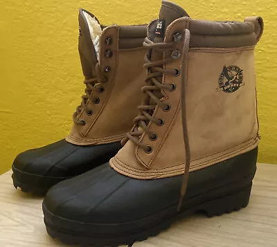 EDDIE BAUER MENS STEEL SHANK THINSULATE LEATHER & RUBBER DUCK BOOTS  Sz 9 M READ • $40