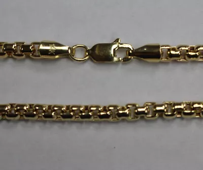 14Kt 14K Yellow Gold 18  20  24  3.4mm Round Box Necklace Chain Lobster • $1305