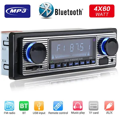 $19.99 • Buy Bluetooth Vintage Car FM Radio MP3 Player USB Classic Stereo Audio Receiver AUX