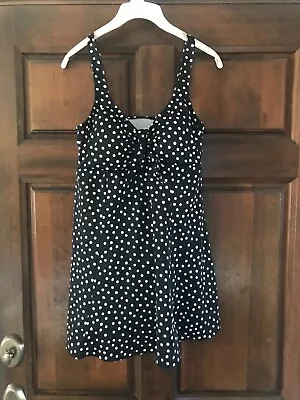 Cute Maternity Sz 12 Black W White Polka Dots  Swimsuit Swimdress LN+++ • $14