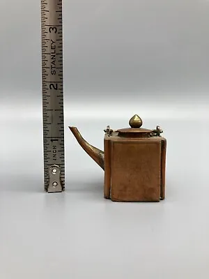 Antique ~ Chinese Dollhouse Miniature Square Shape Copper Teapot ~ • $29.99