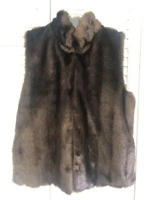 Giacca Reversible Faux Fur VEST Coat Jacket Faux Mink Dark Brown Womens Medium • $17.99