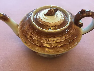 Vintage Large Brown & Cream Floral Decorative Teapot RD305980 82 On Base. • £35